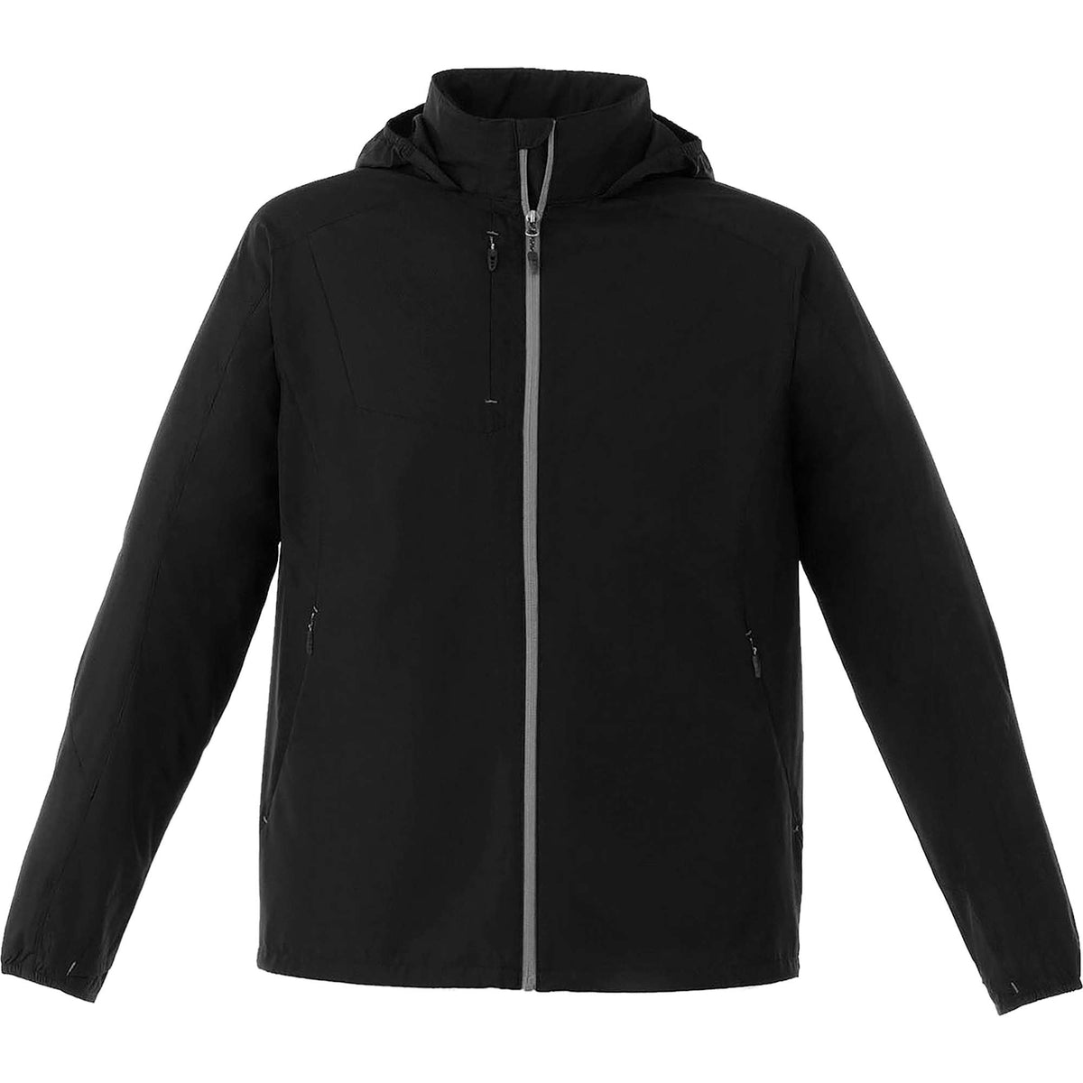 Flint Water Resistant Jacket with Roll-Away Hood for Men Transfer - Black - Front
