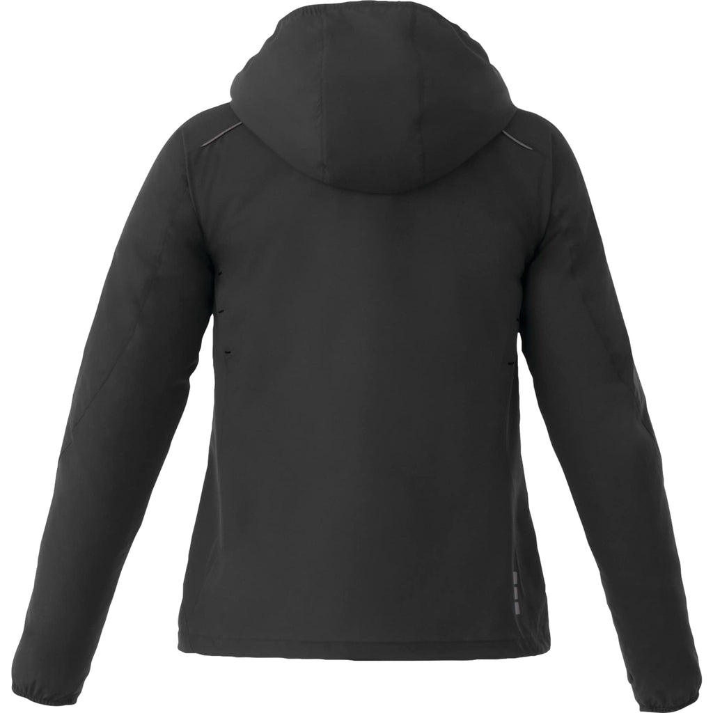 Flint Water Resistant Jacket with Roll-Away Hood for Women Embroidery - Black - Back Flat