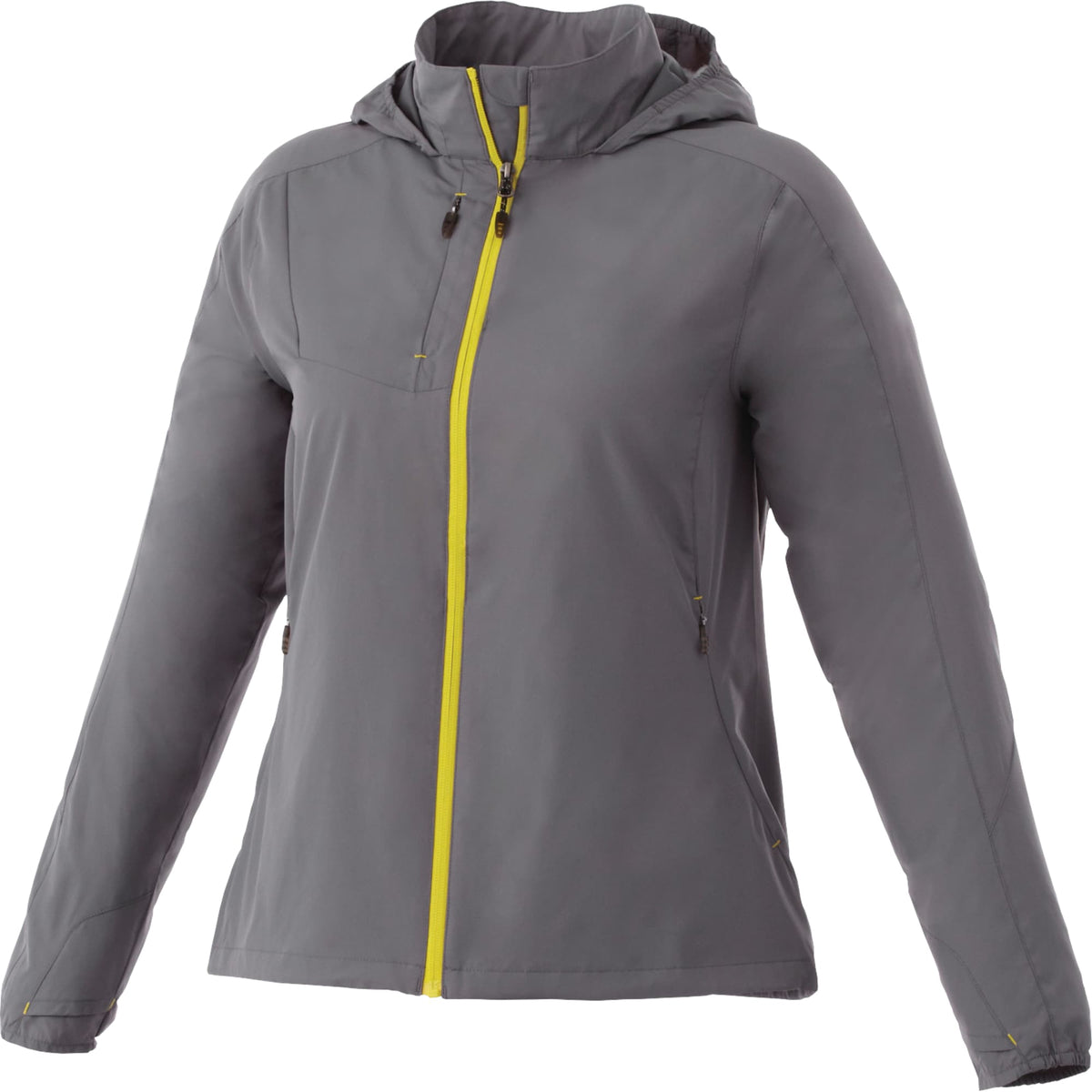 Flint Water Resistant Jacket with Roll-Away Hood for Women Embroidery - Steel Grey - Front Flat