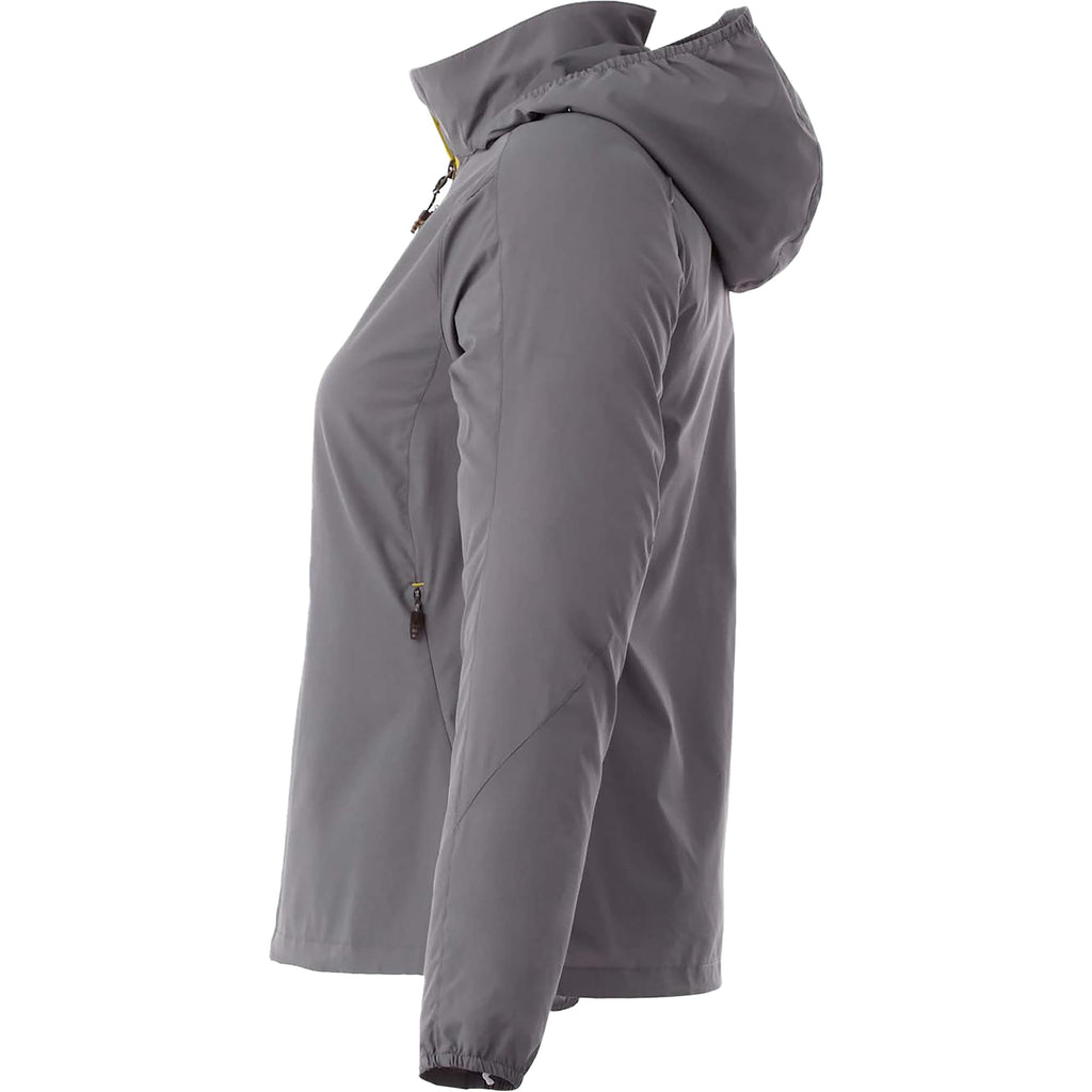 Flint Water Resistant Jacket with Roll-Away Hood for Women Embroidery - Steel Grey - Left Side