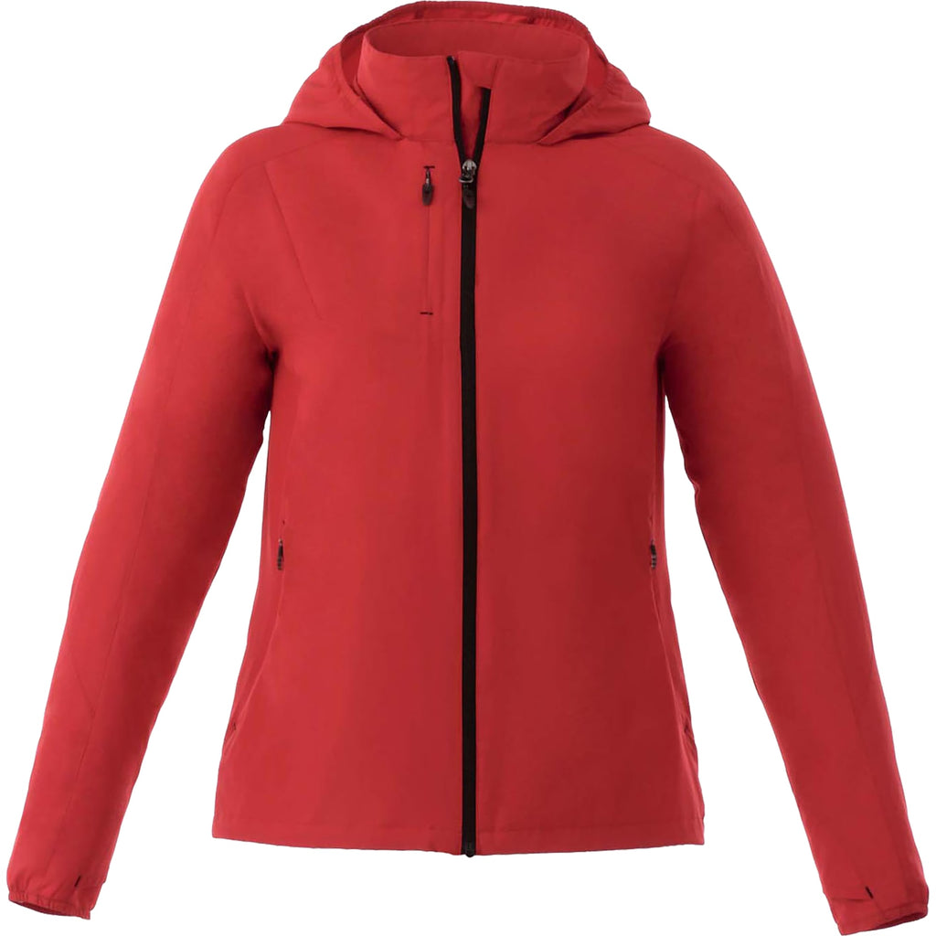 Flint Water Resistant Jacket with Roll-Away Hood for Women Embroidery - Team Red - Front