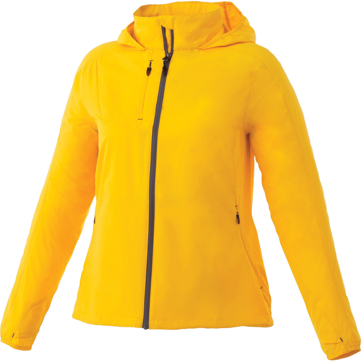 Flint Water Resistant Jacket with Roll-Away Hood for Women Embroidery - Yellow - Front Flat 2