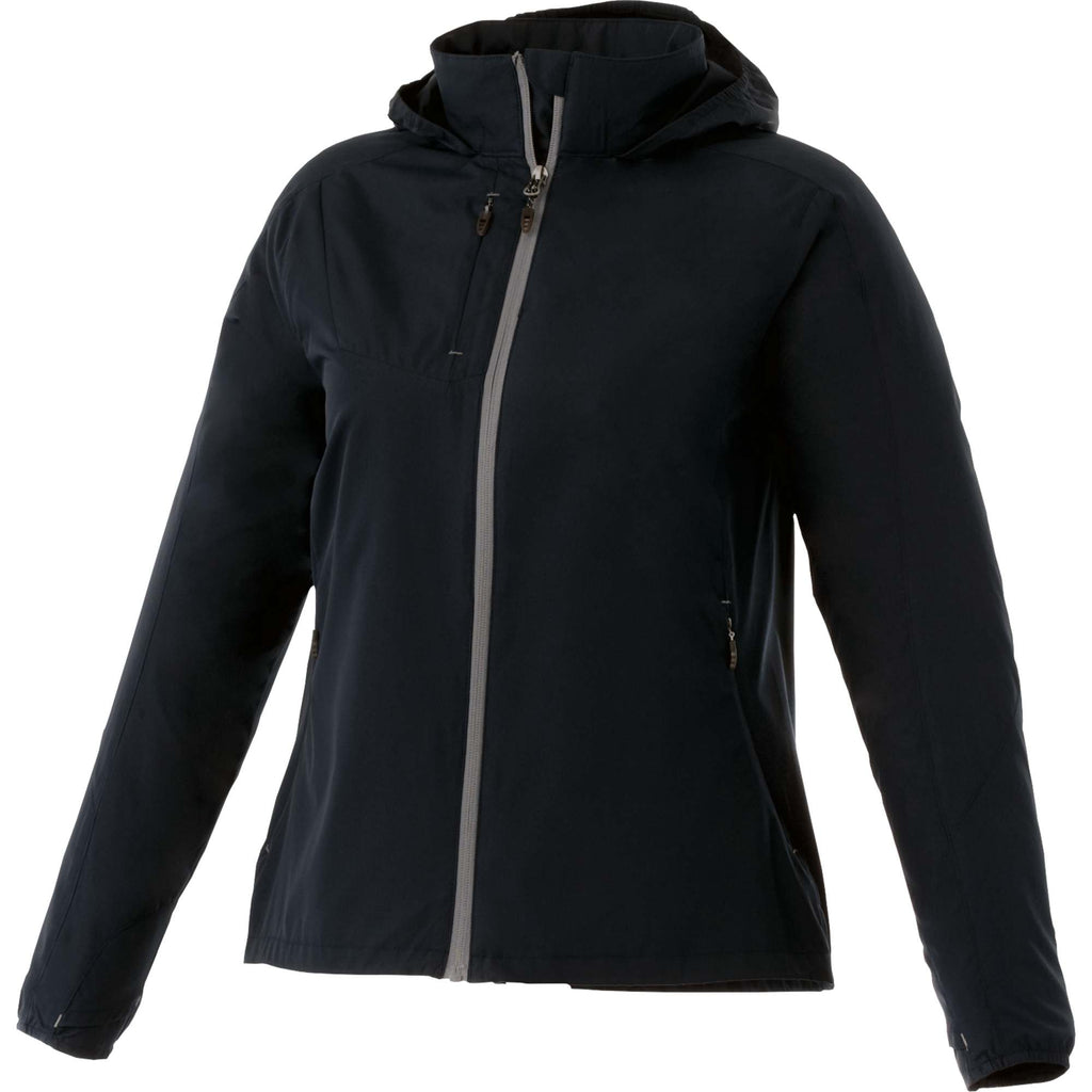 Flint Water Resistant Jacket with Roll-Away Hood for Women Transfer - Black - Front Flat