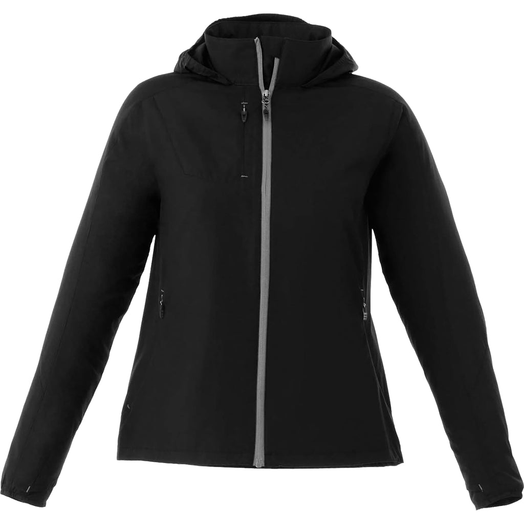 Flint Water Resistant Jacket with Roll-Away Hood for Women Transfer - Black - Front