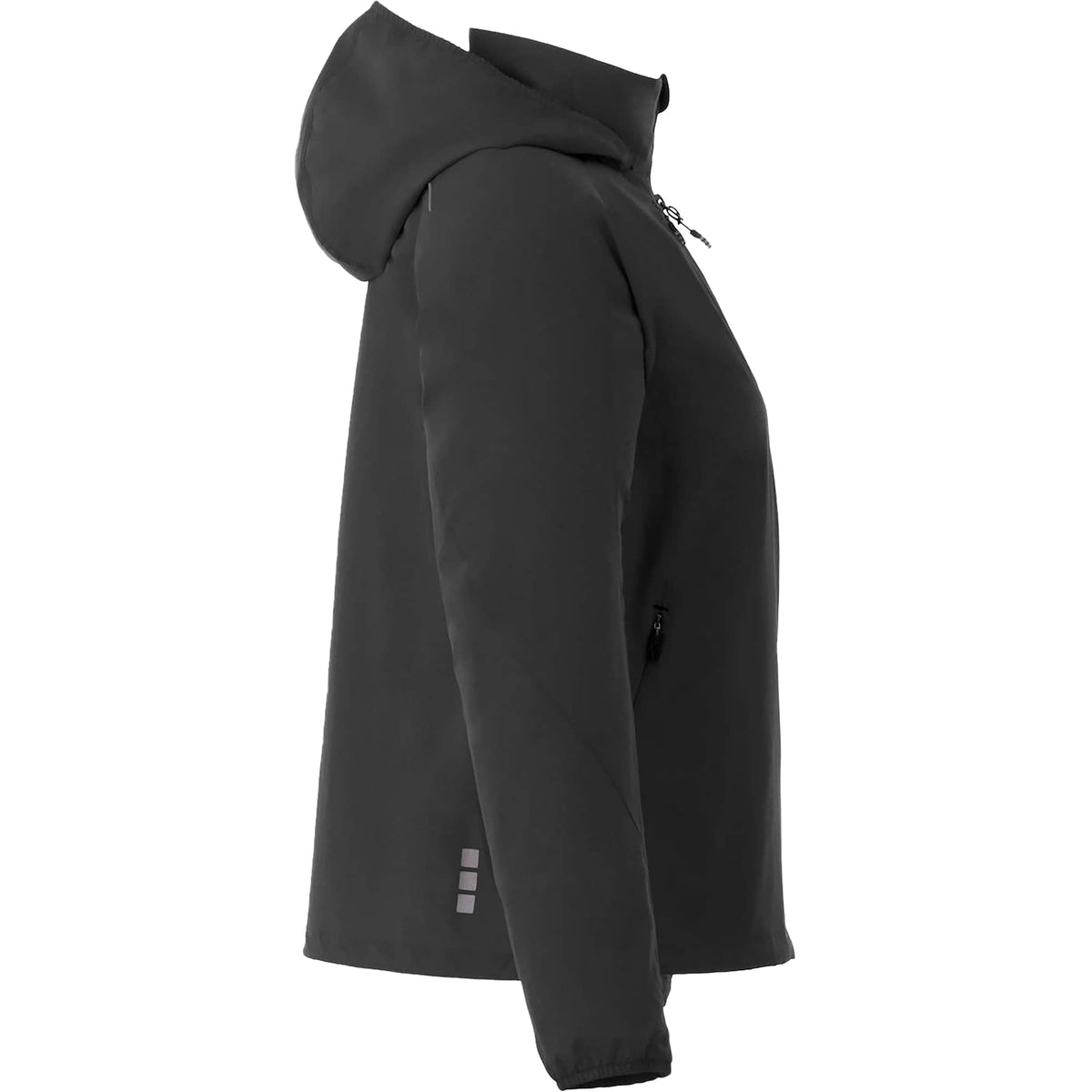 Flint Water Resistant Jacket with Roll-Away Hood for Women Transfer - Black - Right Side