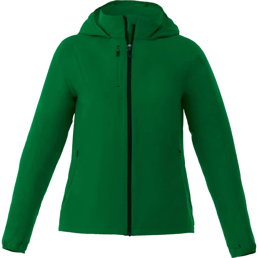 Flint Water Resistant Jacket with Roll-Away Hood for Women Transfer - Forest Green - Front