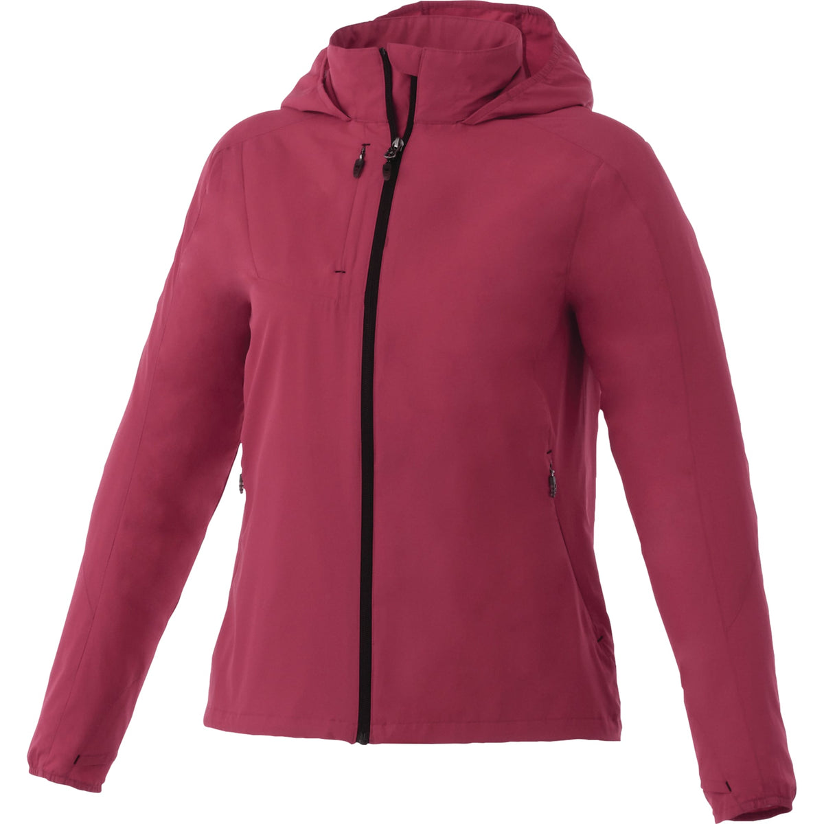 Flint Water Resistant Jacket with Roll-Away Hood for Women Transfer - Maroon - Front Flat