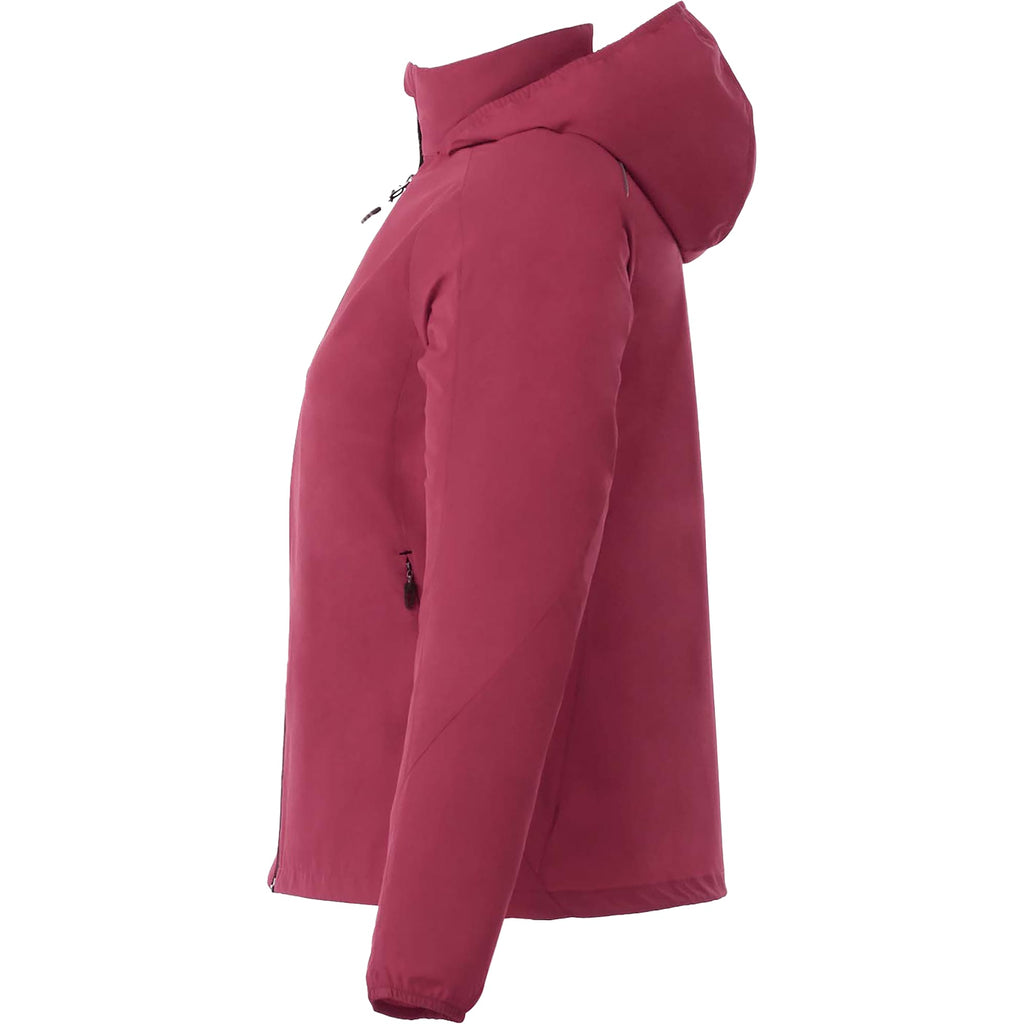 Flint Water Resistant Jacket with Roll-Away Hood for Women Transfer - Maroon - Left Side