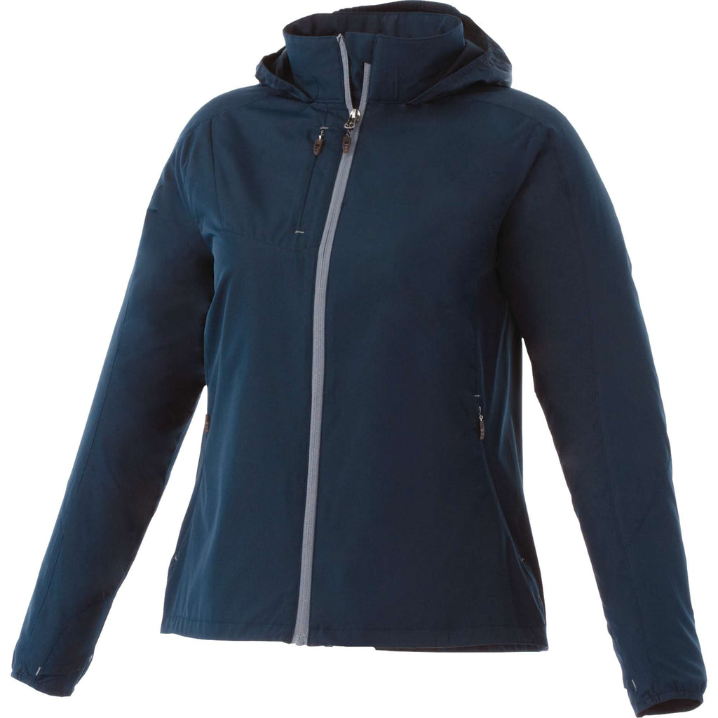 Flint Water Resistant Jacket with Roll-Away Hood for Women Transfer - Navy - Front Flat