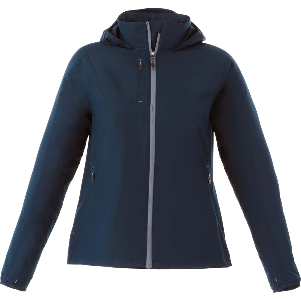 Flint Water Resistant Jacket with Roll-Away Hood for Women Transfer - Navy - Front