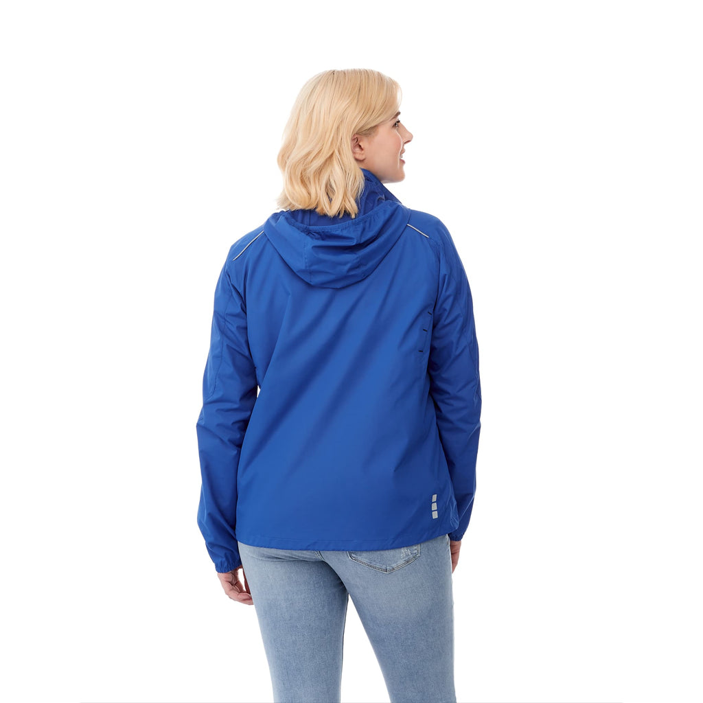 Flint Water Resistant Jacket with Roll-Away Hood for Women Transfer - New Royal - Back On Model