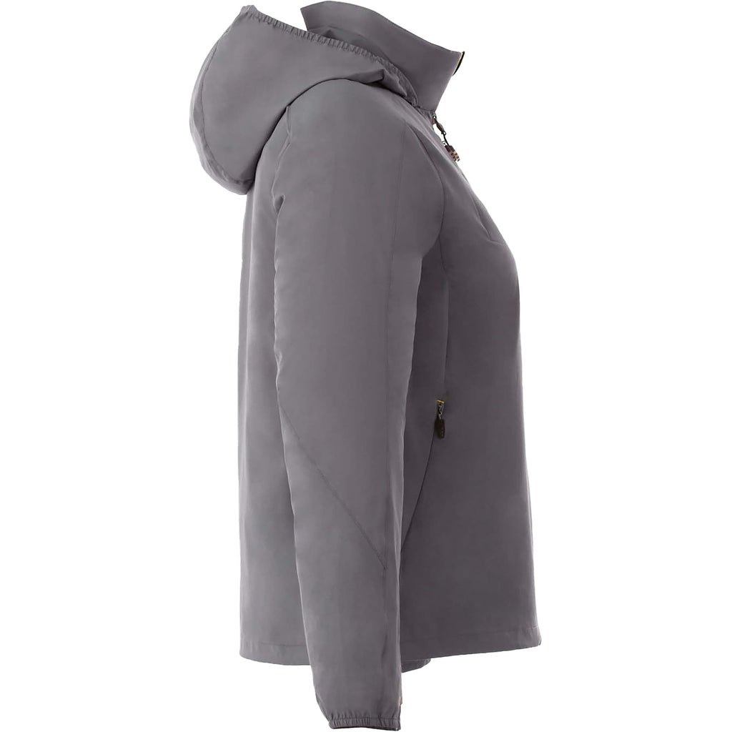 Flint Water Resistant Jacket with Roll-Away Hood for Women Transfer - Steel Grey - Right Side