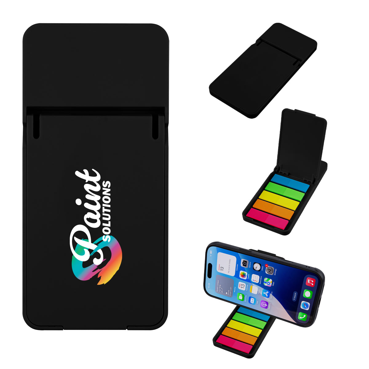 Flip-Up Phone Holder with Sticky Flags - Black - Full Color