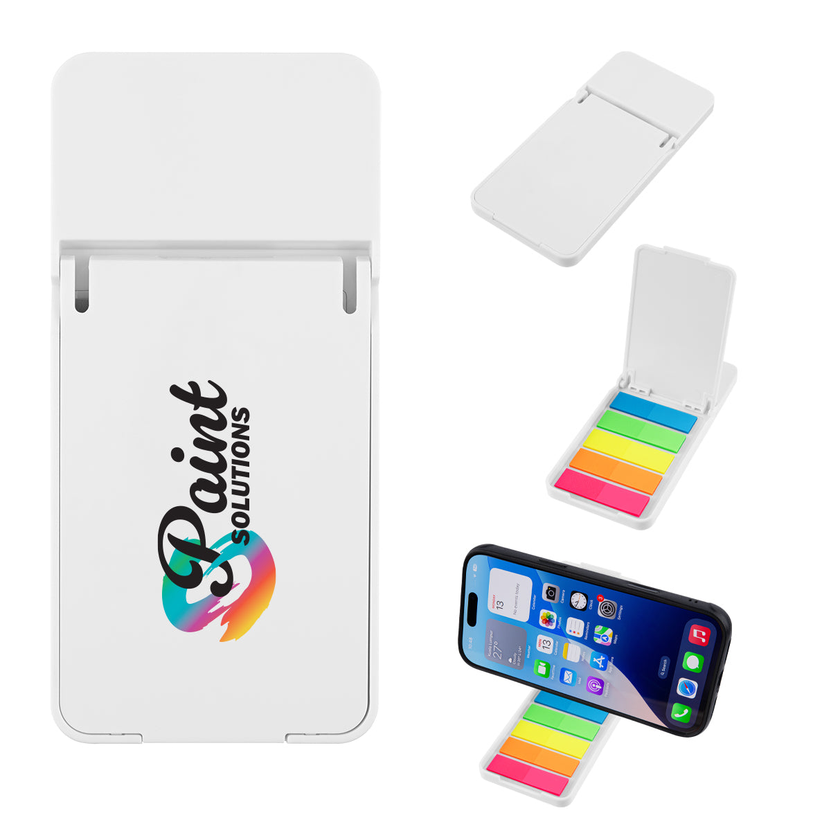 Flip-Up Phone Holder with Sticky Flags - White - Full Color