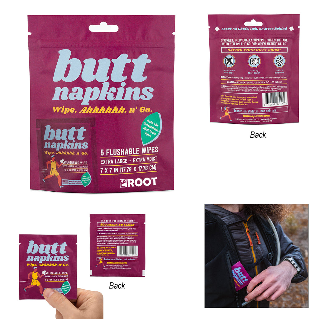 Flushable Wipes, Butt Napkins - Pink - Laser Engraving