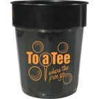 Fluted Plastic Stadium Cup, 16 oz - Black - Front