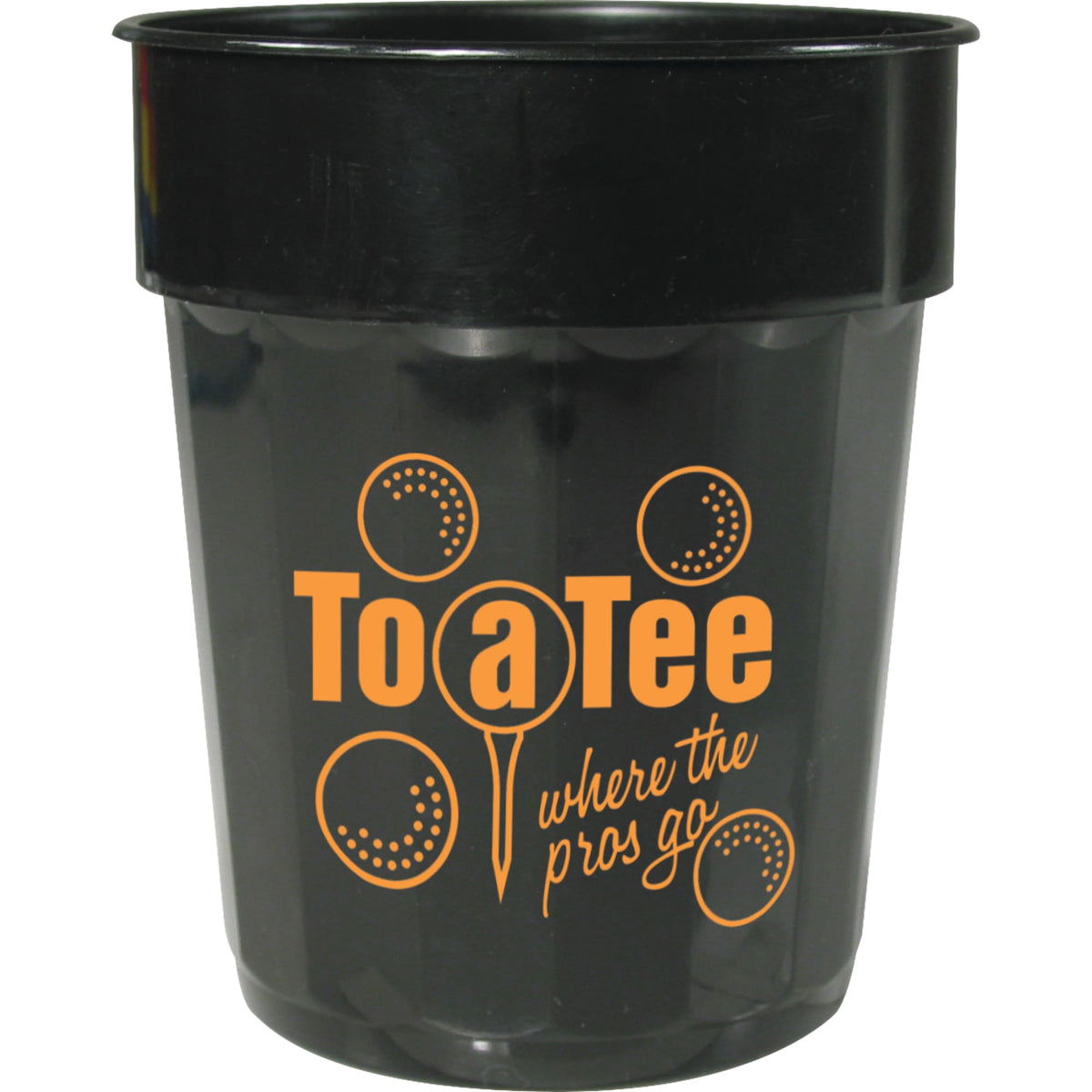 Fluted Plastic Stadium Cup, 16 oz - Black - Front