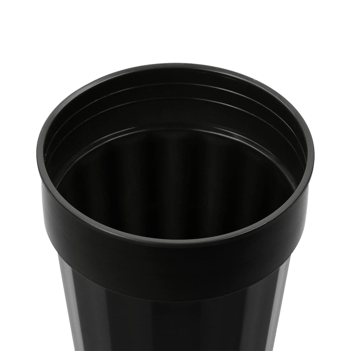 Fluted Plastic Stadium Cup, 16 oz - Black - Right Angle