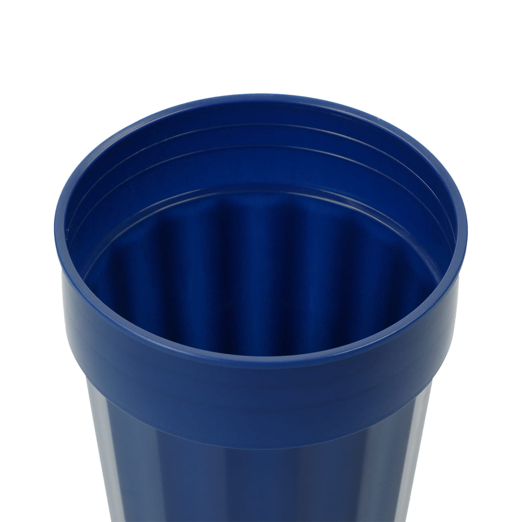 Fluted Plastic Stadium Cup, 16 oz - Navy - Right Angle