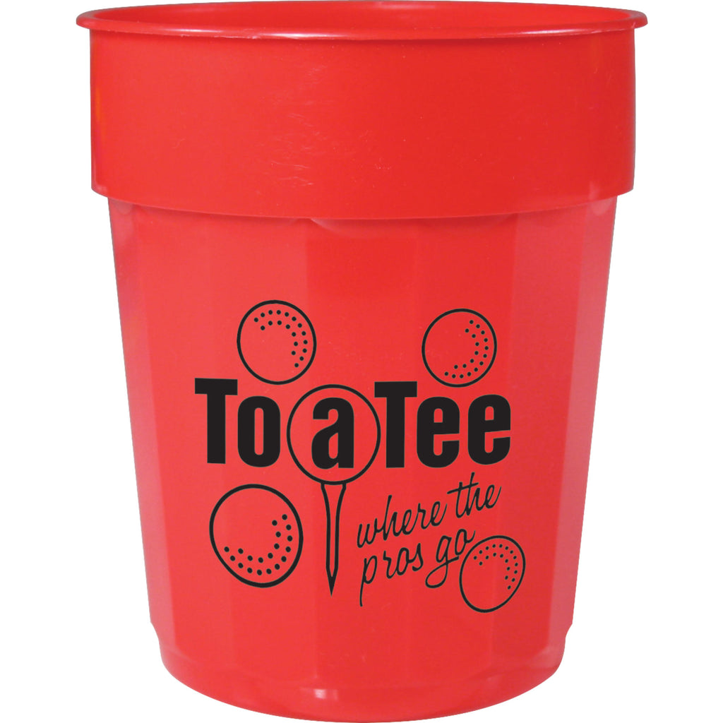Fluted Plastic Stadium Cup, 16 oz - Red - Front