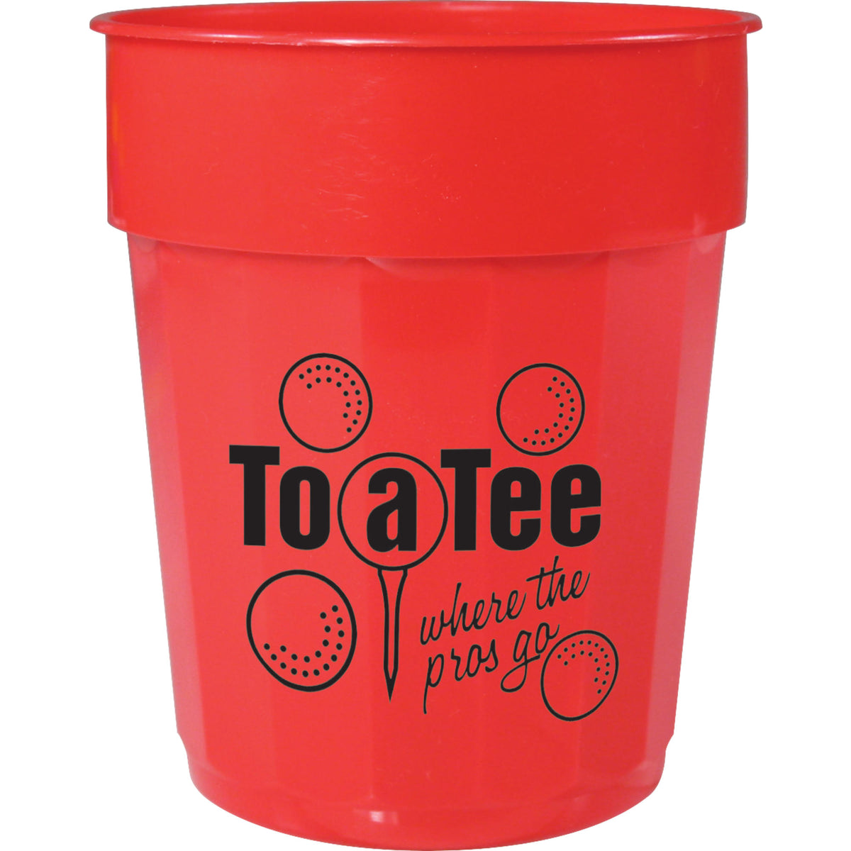 Fluted Plastic Stadium Cup, 16 oz - Red - Front