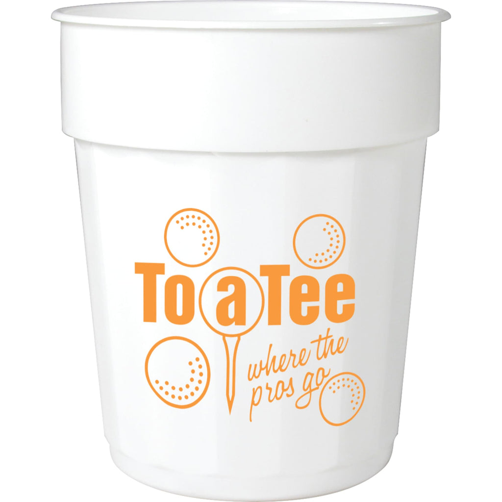 Fluted Plastic Stadium Cup, 16 oz - White - Front
