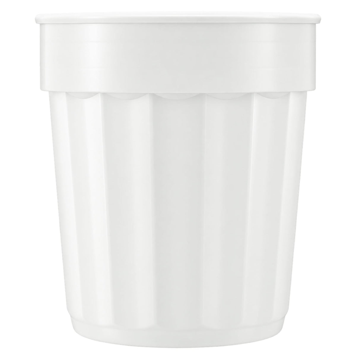 Fluted Plastic Stadium Cup, 16 oz - White - Straight