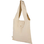 Fold-Away Organic Cotton Tote, 8 oz Full Color - Natural - Left Angle