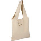 Fold-Away Organic Cotton Tote, 8 oz Full Color - Natural - Right Angle