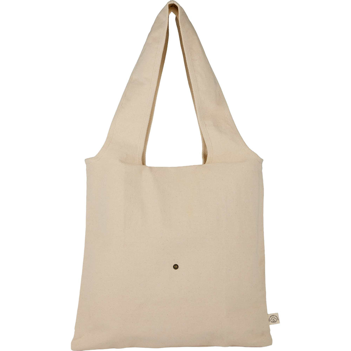 Fold-Away Organic Cotton Tote, 8 oz - Natural - Back