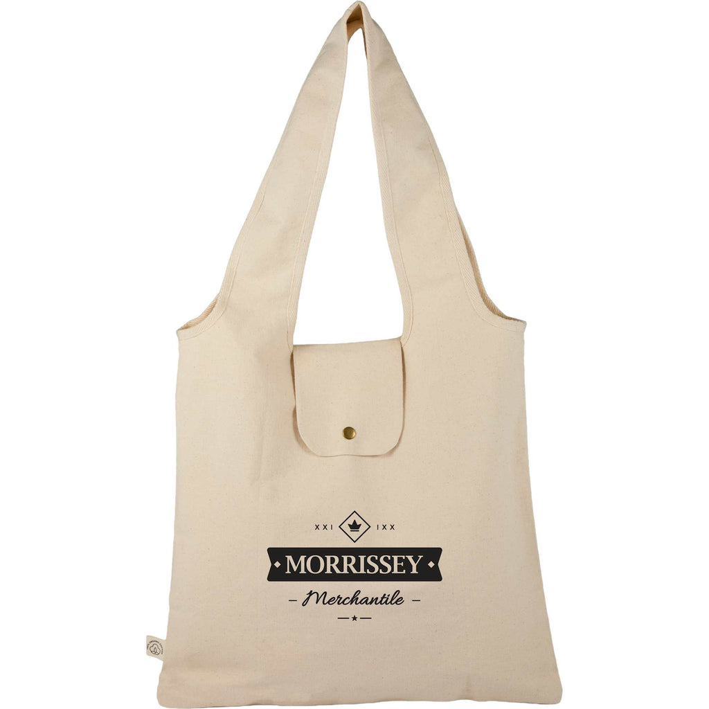 Fold-Away Organic Cotton Tote, 8 oz - Natural - Front