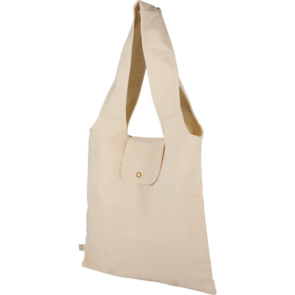 Fold-Away Organic Cotton Tote, 8 oz - Natural - Left Angle