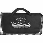 Fold Up Fleece Picnic Blanket with Carry Handle, 47 x 52 Inches - Black - Front