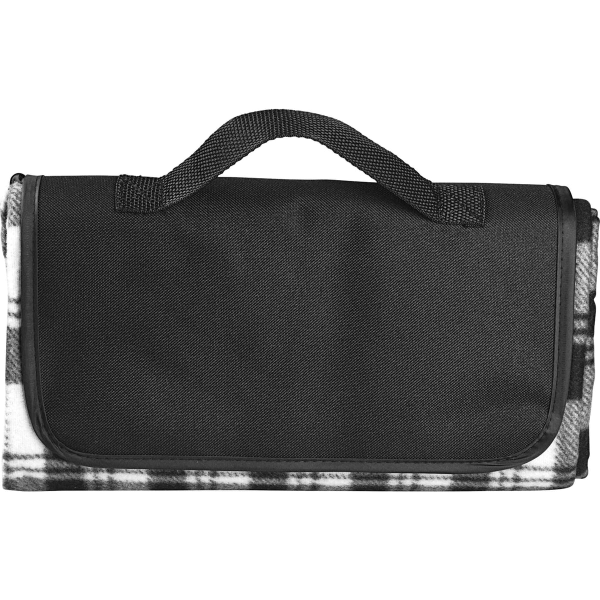 Fold Up Fleece Picnic Blanket with Carry Handle, 47 x 52 Inches - Black - Photo 3