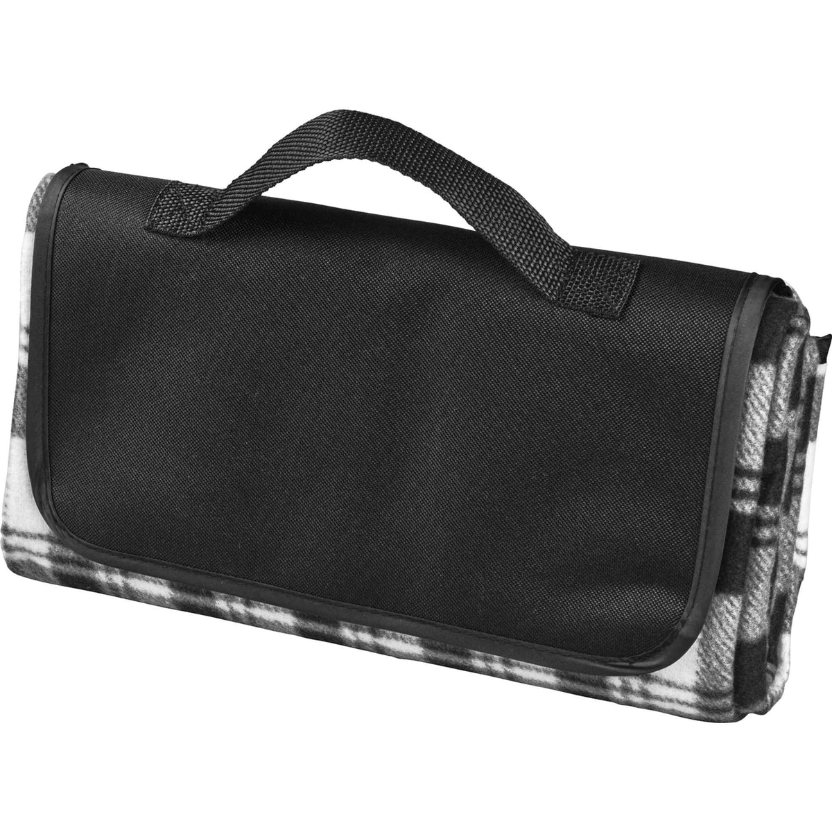 Fold Up Fleece Picnic Blanket with Carry Handle, 47 x 52 Inches Full Color - Black - Photo 4