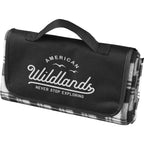 Fold Up Fleece Picnic Blanket with Carry Handle, 47 x 52 Inches Full Color - Black - Photo