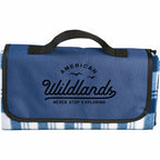 Fold Up Fleece Picnic Blanket with Carry Handle, 47 x 52 Inches Full Color - Navy - Front