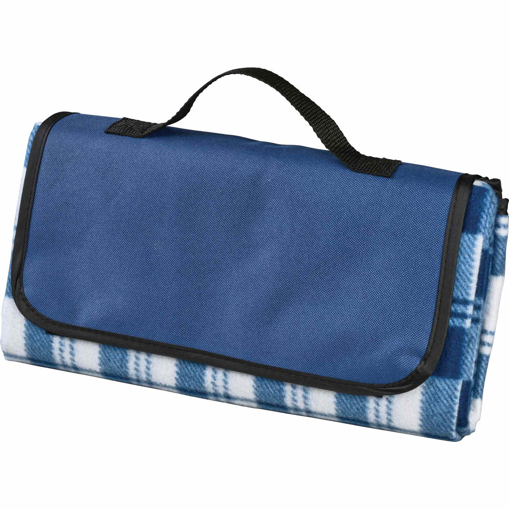 Fold Up Fleece Picnic Blanket with Carry Handle, 47 x 52 Inches Full Color - Navy - Photo 3