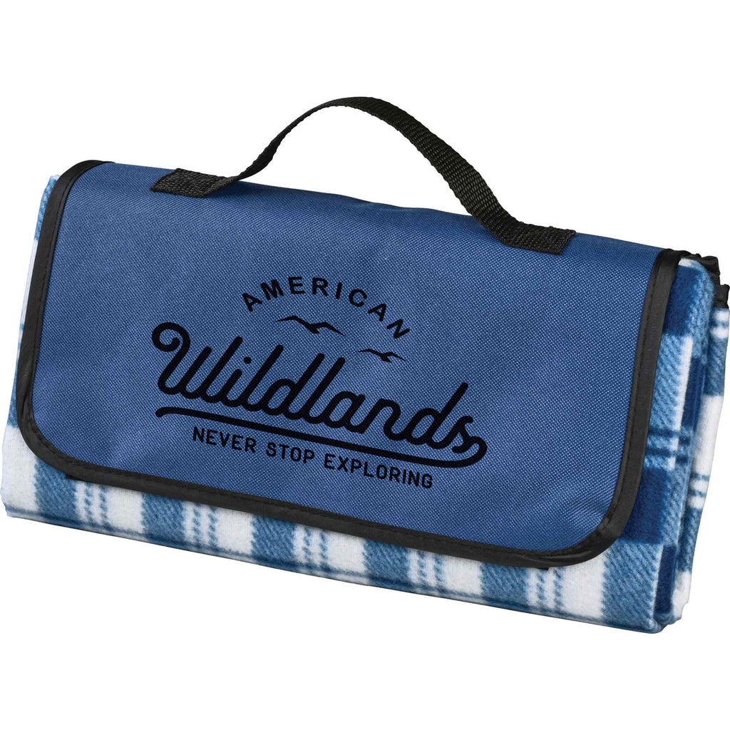 Fold Up Fleece Picnic Blanket with Carry Handle, 47 x 52 Inches - Navy - Photo
