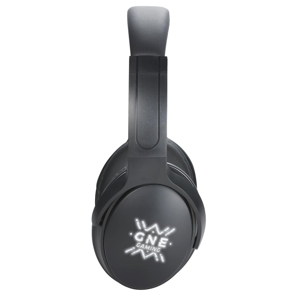 Foldable Bluetooth Headphones with a Light-Up Logo Laser Engraving - Black - Front