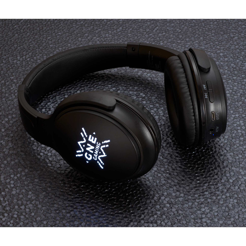 Foldable Bluetooth Headphones with a Light-Up Logo Laser Engraving - Black - Photo 2