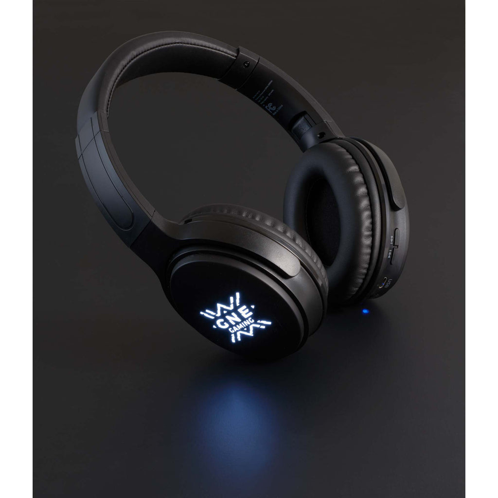 Foldable Bluetooth Headphones with a Light-Up Logo Laser Engraving - Black - Photo