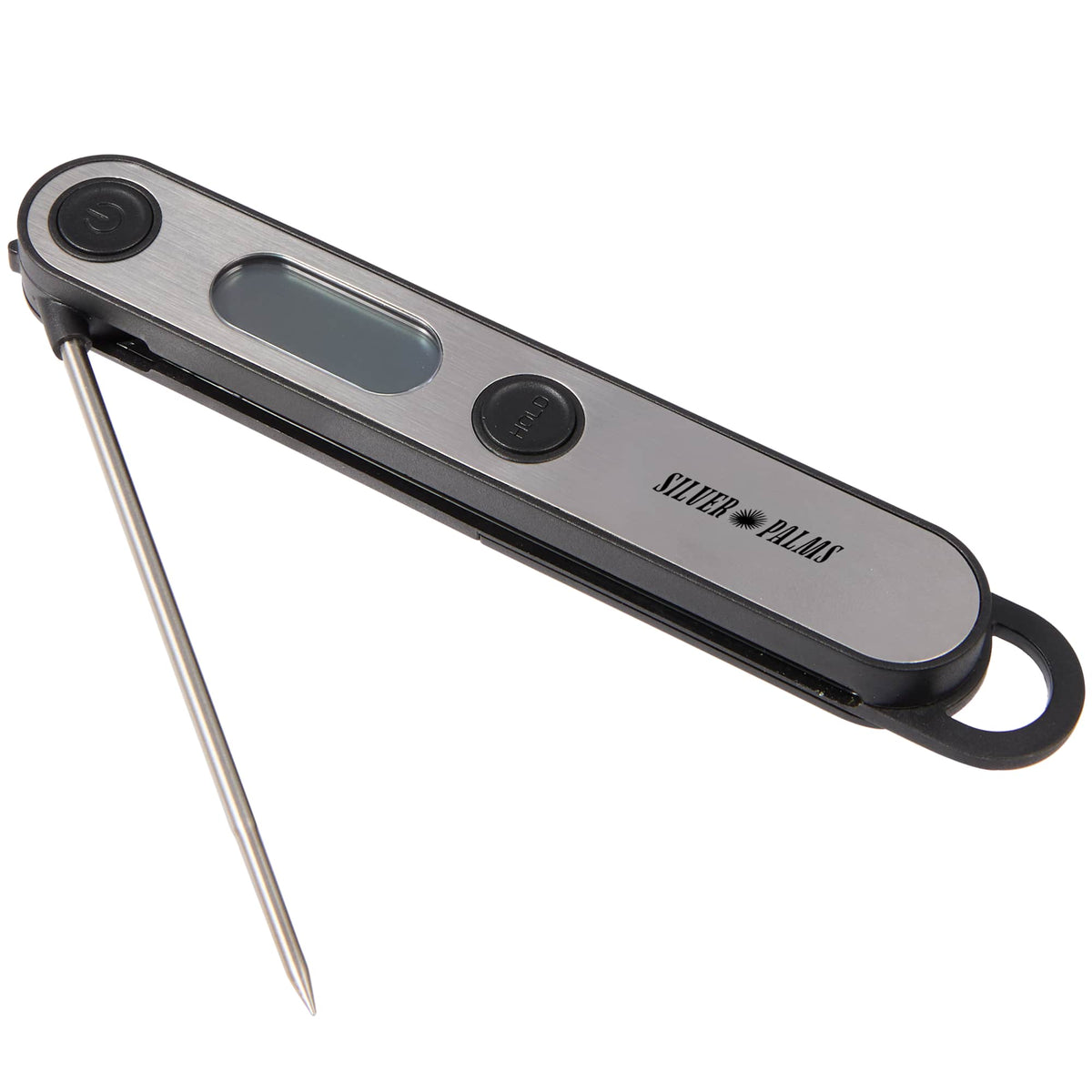 Foldable Food Thermometer with Stainless Probe - Steel - Open