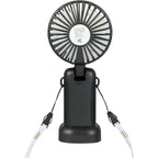 Foldable Rechargeable Personal Fan with Phone Holder Full Color - Black - Back