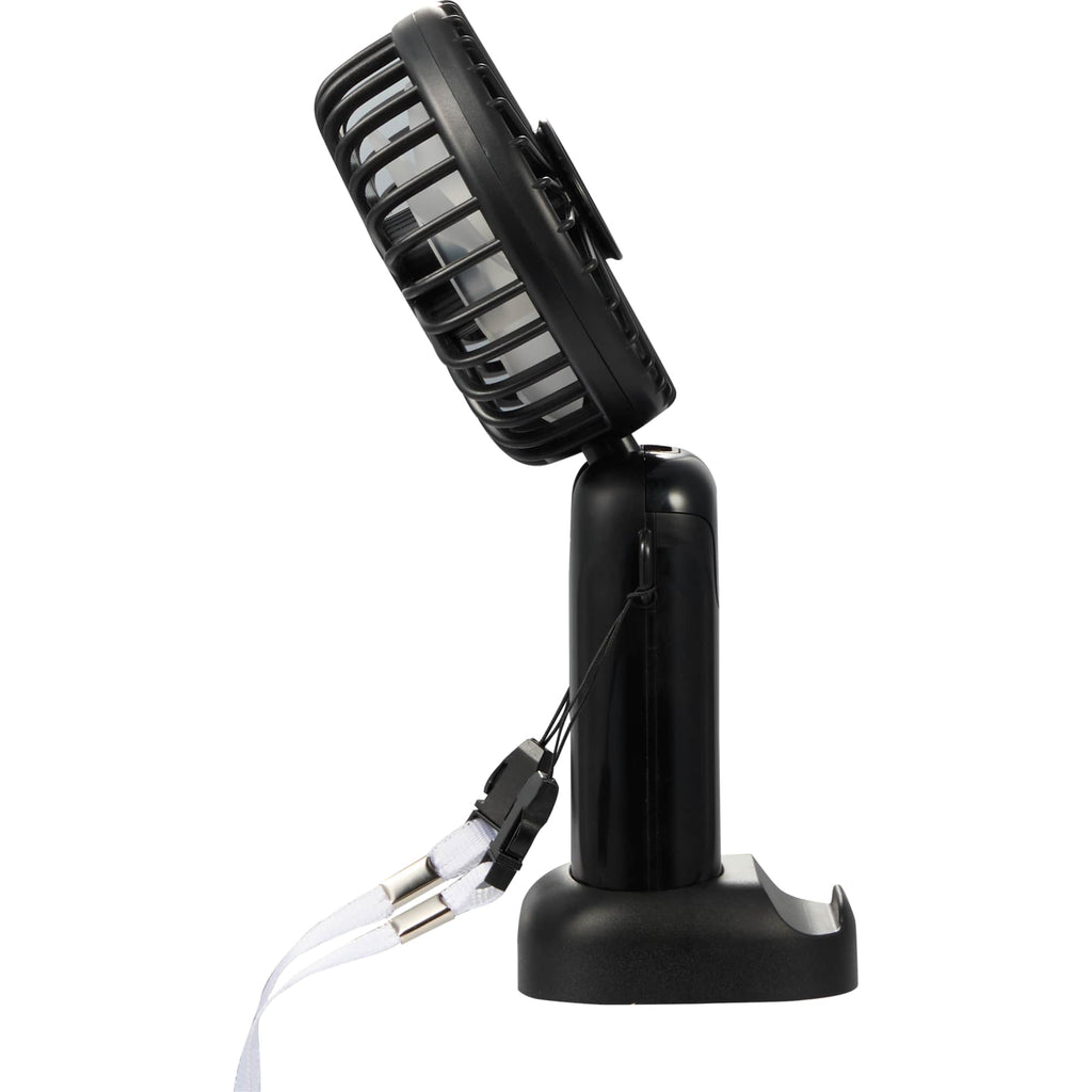 Foldable Rechargeable Personal Fan with Phone Holder Full Color - Black - Fan Bend 2