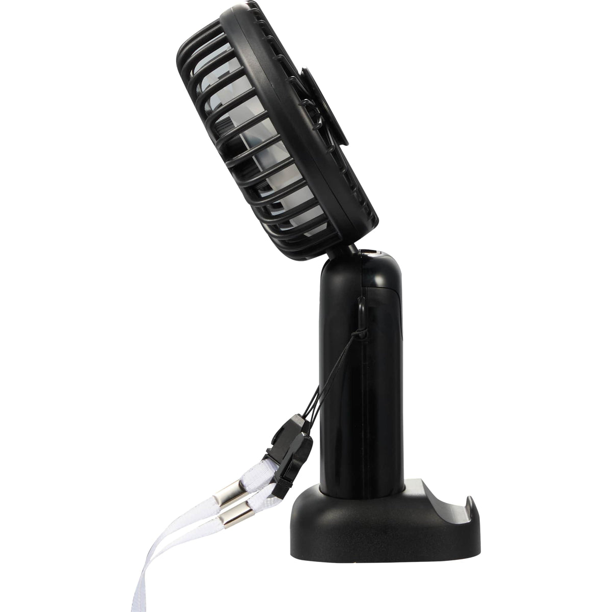 Foldable Rechargeable Personal Fan with Phone Holder Full Color - Black - Fan Bend 2