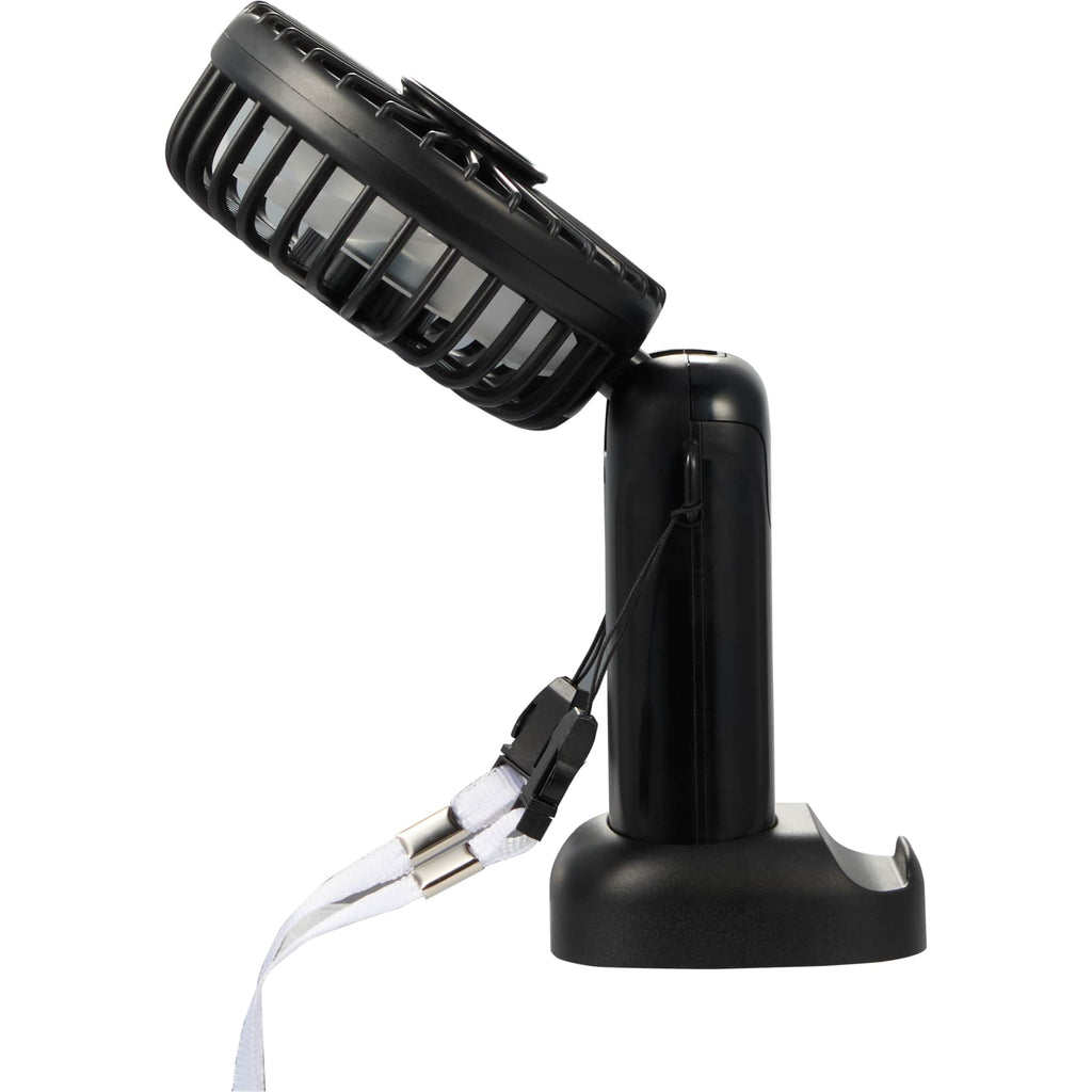 Foldable Rechargeable Personal Fan with Phone Holder Full Color - Black - Fan Bend 3