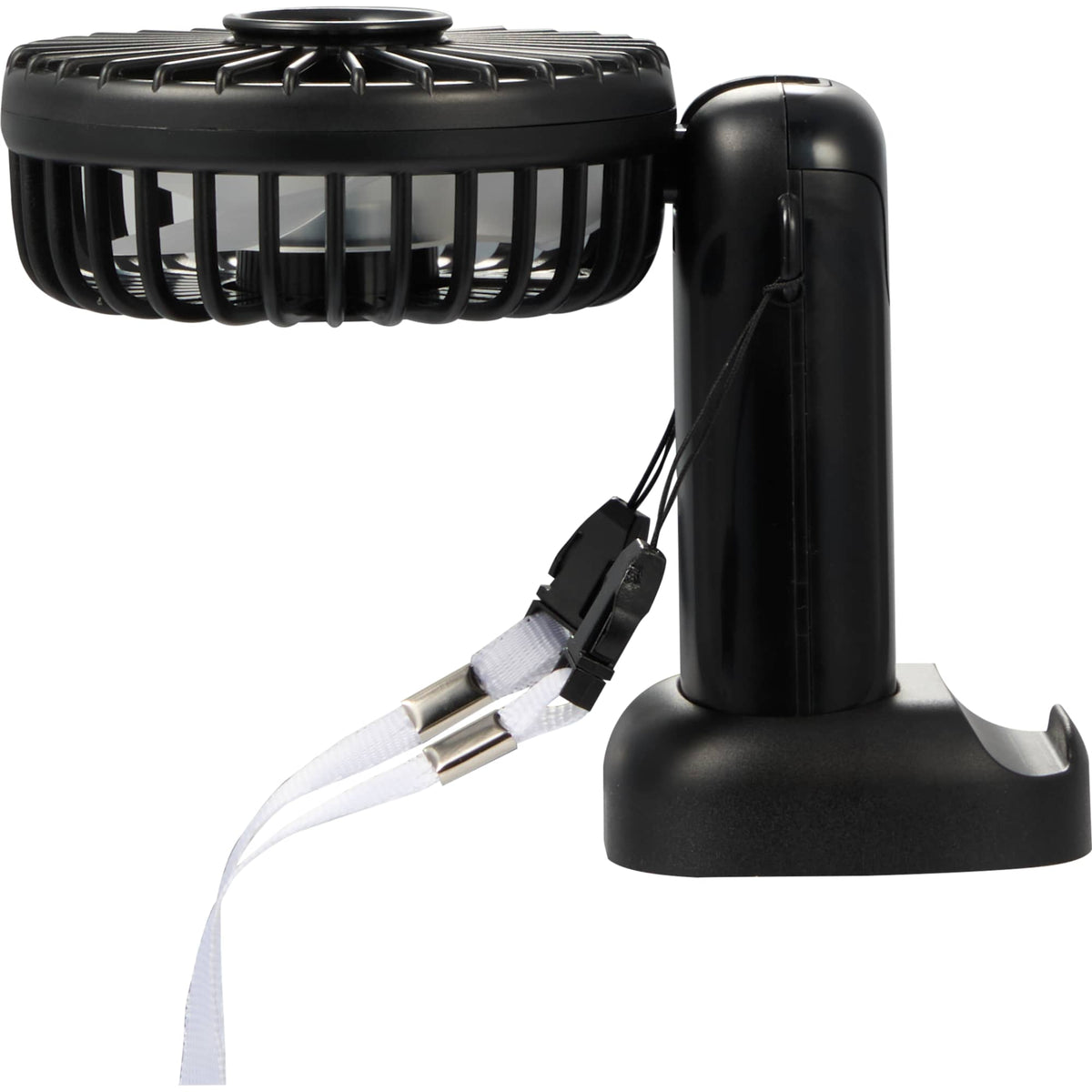 Foldable Rechargeable Personal Fan with Phone Holder Full Color - Black - Fan Bend 4