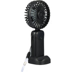 Foldable Rechargeable Personal Fan with Phone Holder Full Color - Black - Right Angle