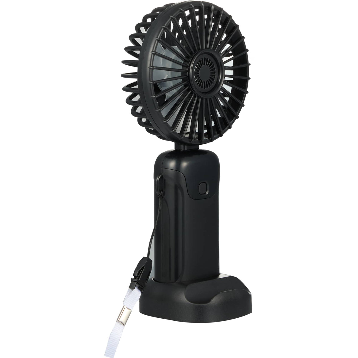 Foldable Rechargeable Personal Fan with Phone Holder Full Color - Black - Right Angle
